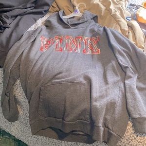 gray hoodie, brand : pink. only wore a few times , very comfortable!